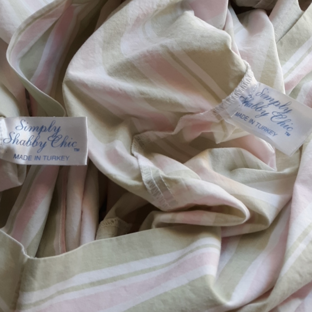 Full sheet set pink & green striped simply shabby